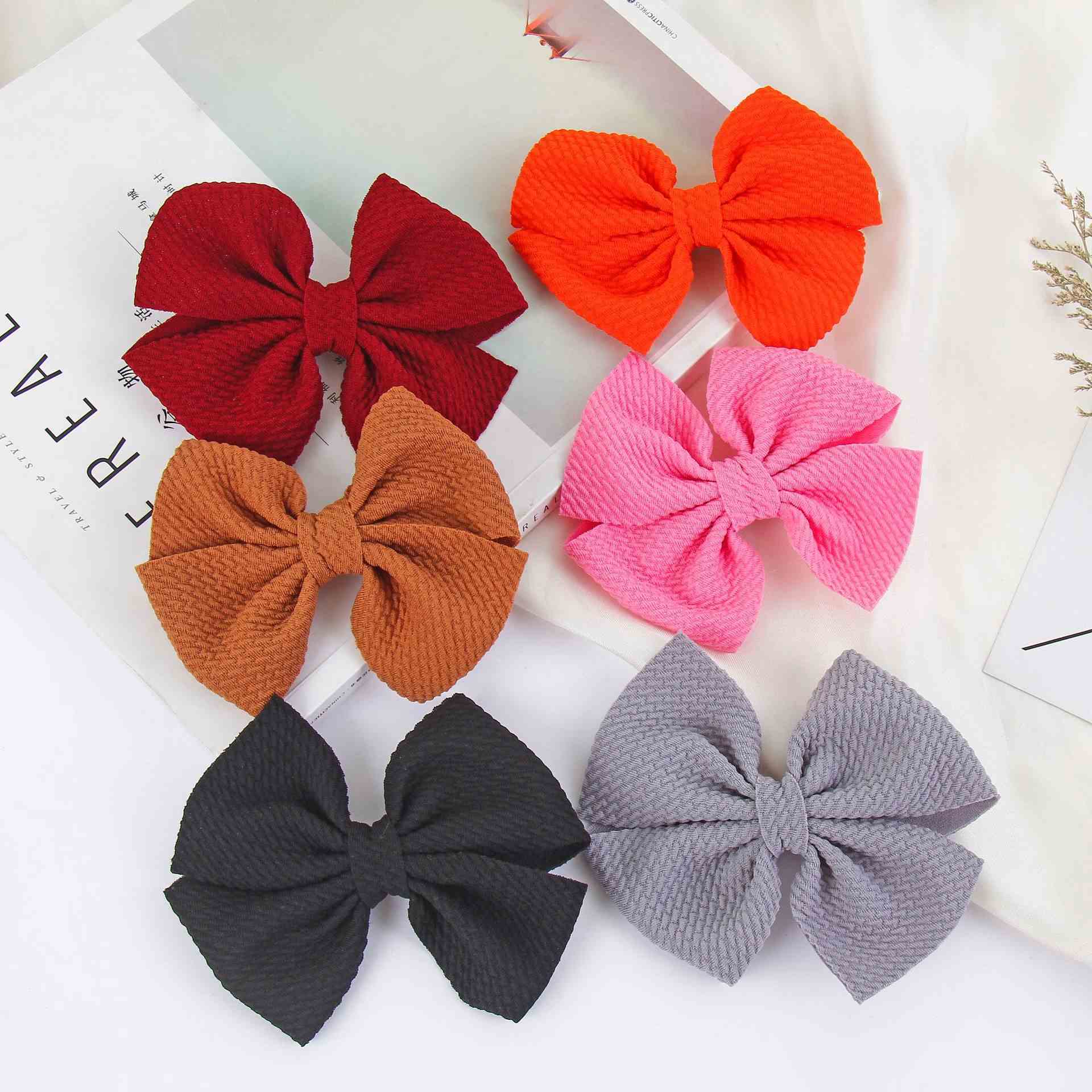 Children Cute Hair Pins Simple color Fabric Bow Duckbill Hair alligator Clips for Girl Fashion Hair Accessories F054