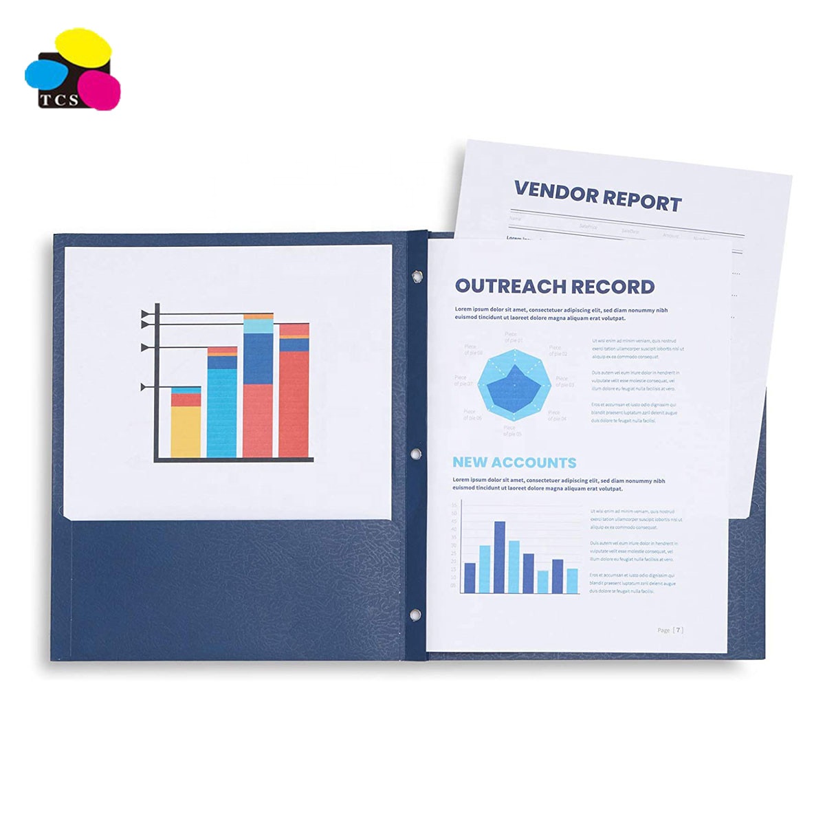 Папка бумажного портфеля А4 с двумя карманами, разных цветов, 100/коробка