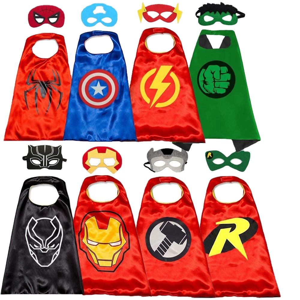 QAKGL Wholesale Custom NEW Child Favorite Super Cosplay Kids Cape Cloak Set Costume For Birthday Party