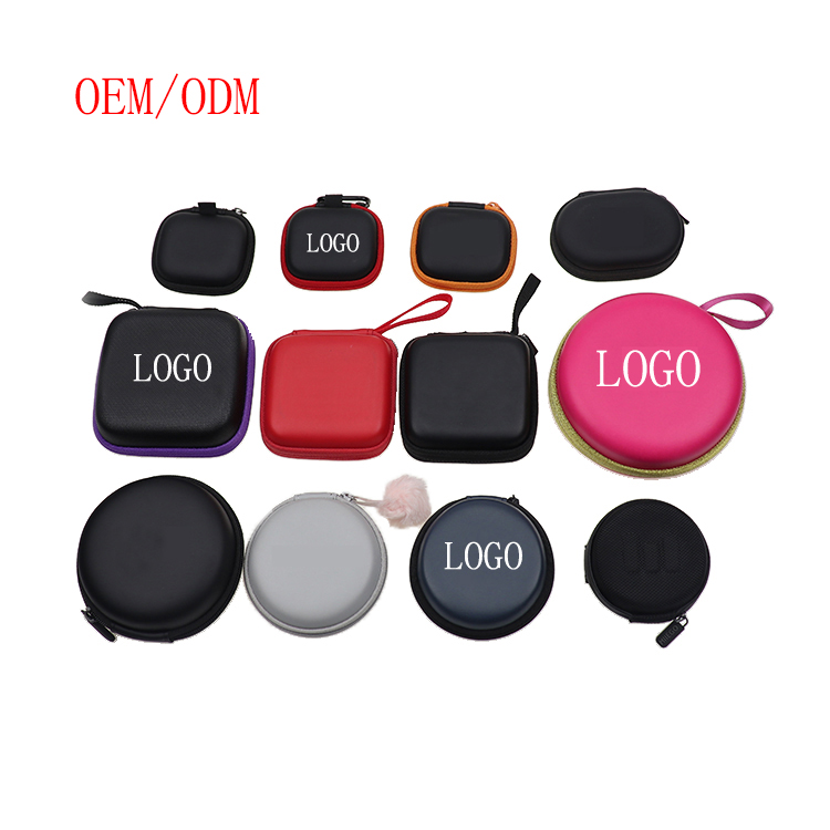 Custom Waterproof Protective Shockproof PU Leather Mini Earphone Pouch Hard Round Wire Carrying Small Eva Felt Earphone Case