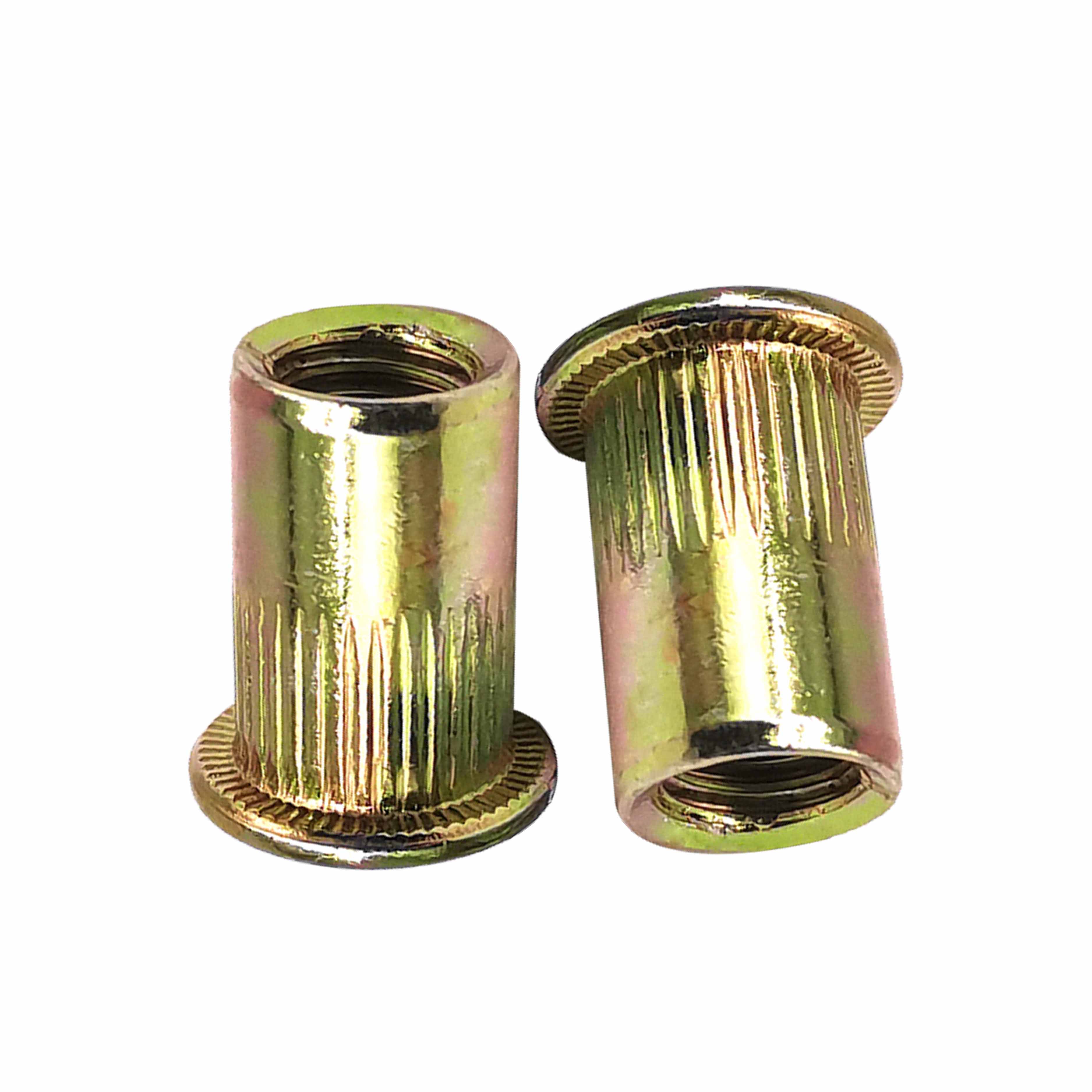 M5 Flat Head Knurled Riveting Nut Through Hole Rivet Nuts Steel Zinc Plated Rivets
