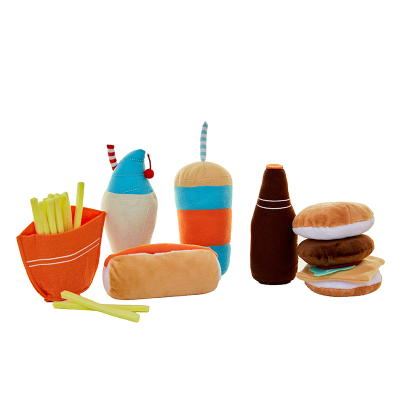 Asweets plush burger set hamburger chips toys for kids in kitchen