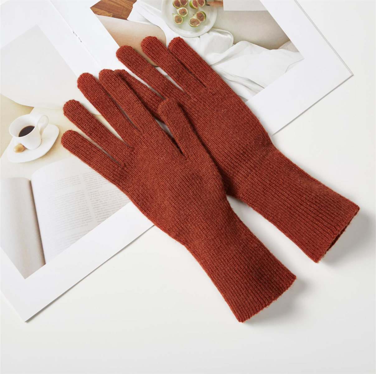 Woolen Fabric With Button For Girl Outdoor Winter Wool Gloves