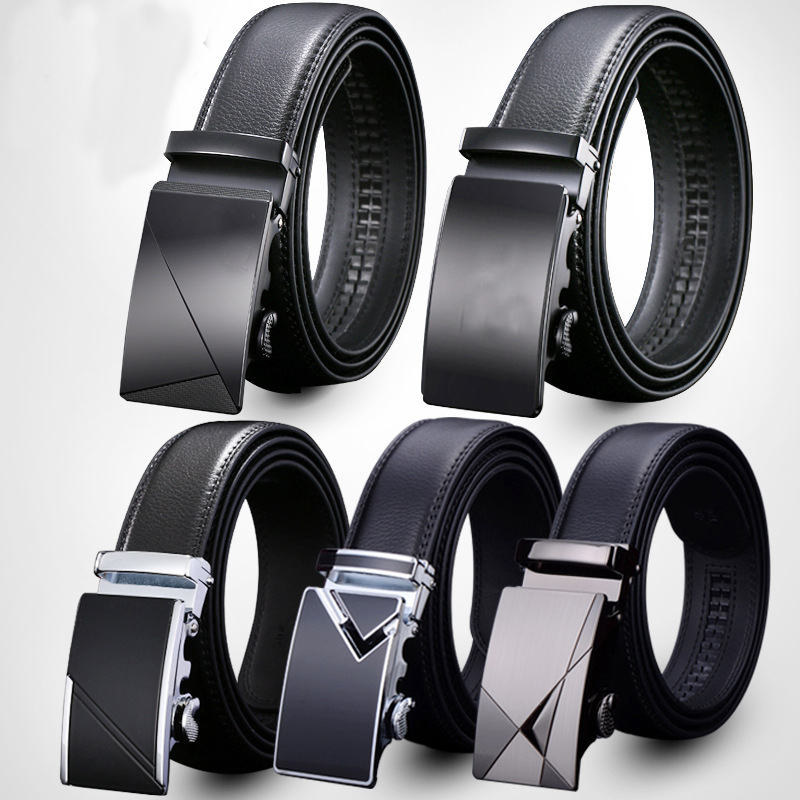 leather belt men leather belt men high quality New Luxury Brand Black automatically buckle real cowhide belt