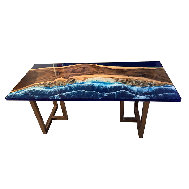 Coffee House Beach Scene Design Table Handmade Resin Epoxy Table