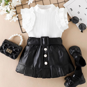 New Summer Two-Piece Set for Baby Girls Breathable Casual Print Clothing with Short Sleeves
