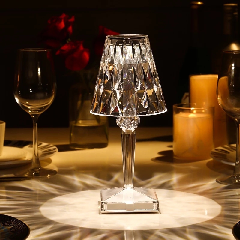 Touch Sensitive Home Decor Acrylic Desk Lamp Transparent Bedside Crystal Luxury Table Lamp
