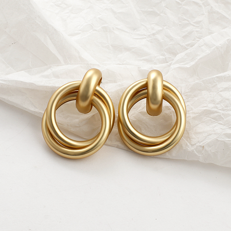 New Gold Color Earrings For Women Multiple Trendy Round Geometric Drop Statement Earrings Fashion Party Jewelry Gift