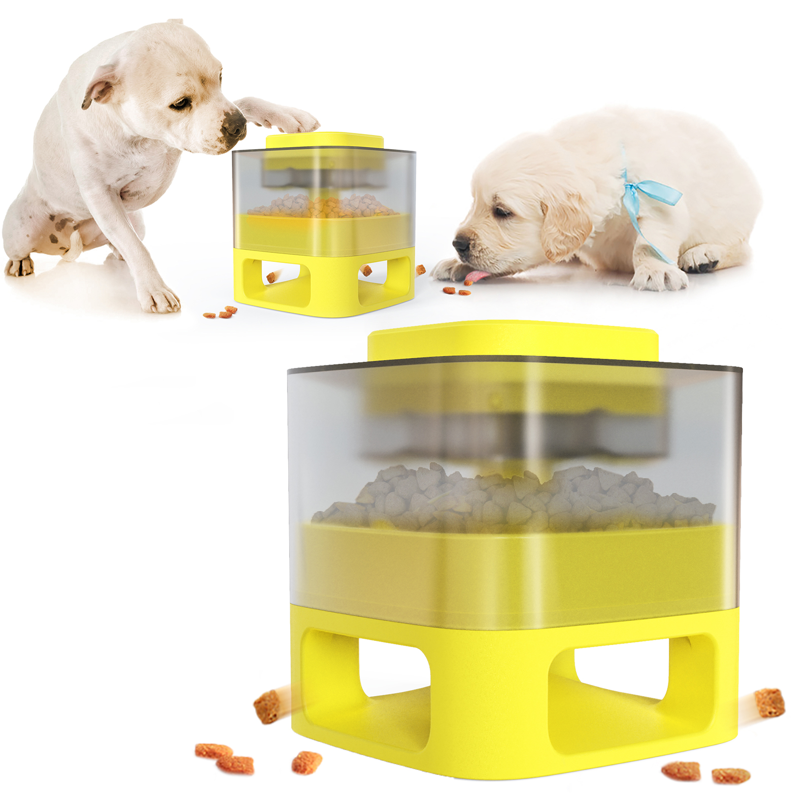 Leaky feeder press button of food drop out fun feeding improve IQ
