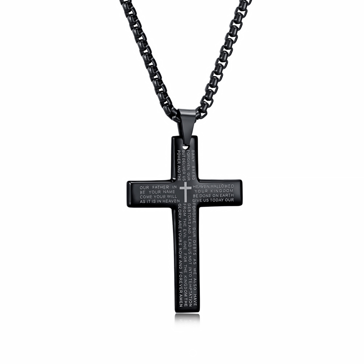 Stainless Steel Punk Hip Hop Bible Religion Men Jewelry Colorful Gold Plating Cross Pendant