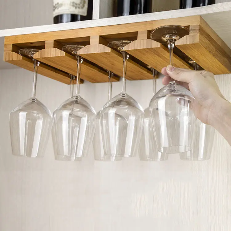 Home Kitchen Bar Bamboo Stemware Rack Wine Glass Holder Wine Glass Rack Under Cabinet