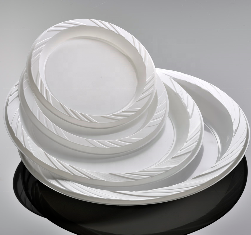 manufacturer customize high quality takeaway plates eco friendly round recyclable divided disposable plastic ps plates