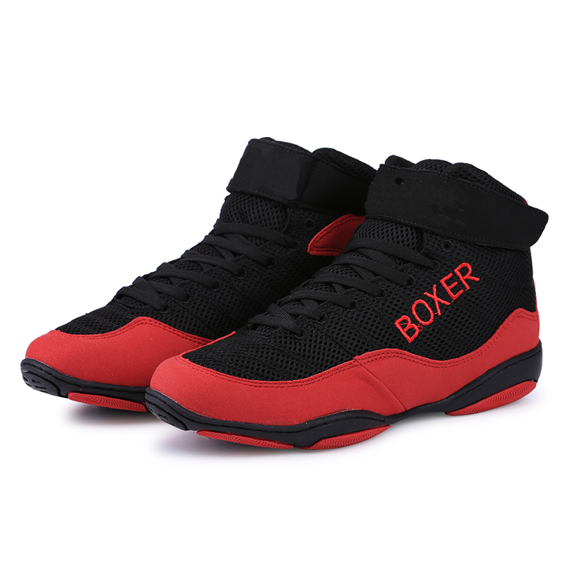Non-slip Wear-resistant Professional Training Wrestling Boxing Shoes Men Leather Wrestling Shoes