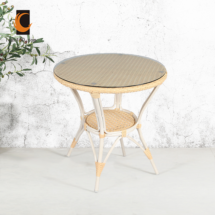 New Product Simple Classic Round Living Room Coffee Table Rattan Glass Coffee Table Dinning Table