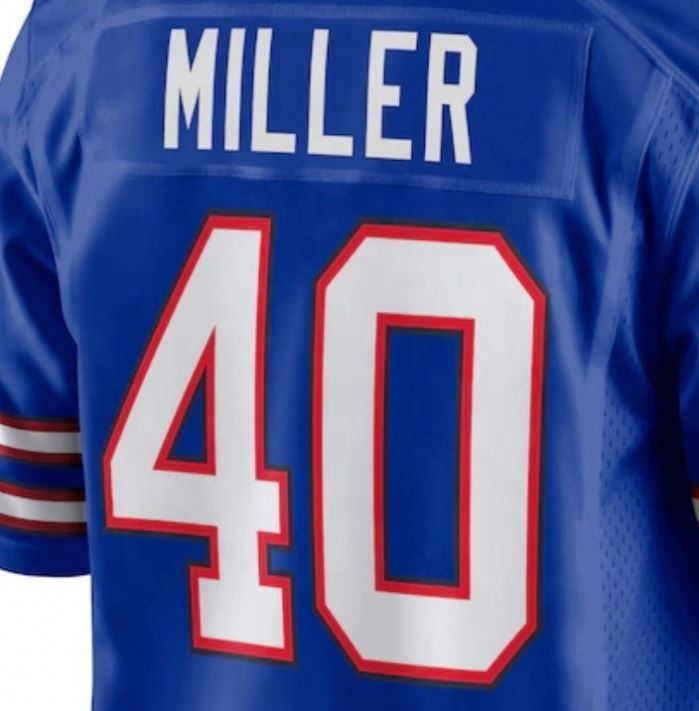 Высококачественная сшитая футболка темно-синего цвета Buffalo Von Miller