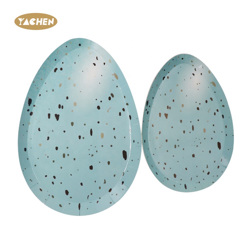 YACHEN High Quality Easter Eggs Paper Plate 7 inch Gilding Tray For Festival Wholesale Party Tableware supplies