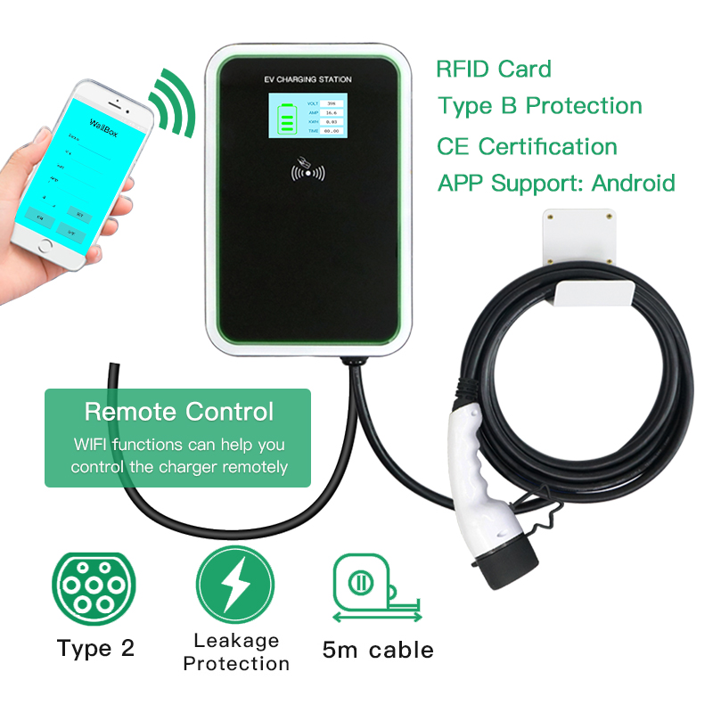 11 кВт 22 кВт Wallbox Тип 2 Тип 1 Ev быстрая настенная зарядная станция для электромобиля Автомобильные зарядные станции свая