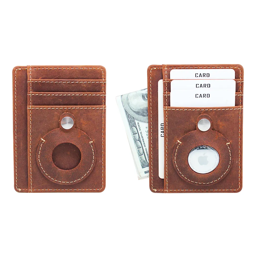 2021 Design Multifunction RFID Blocking Credit Card Holder Leather Airtag Wallet For Apple Airtags Case