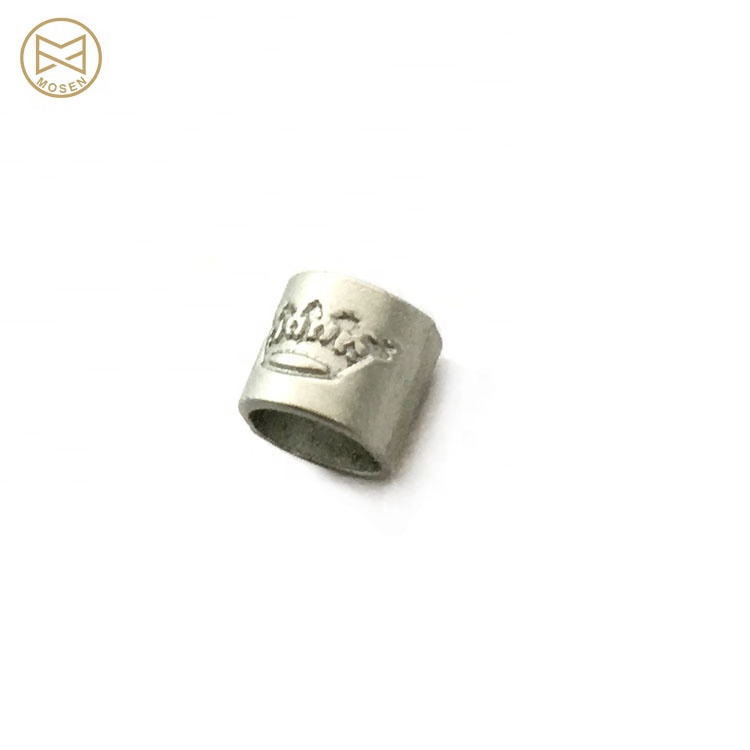 Silver Custom Double Sided Logo Engraved Zinc Alloy Metal Cord End Stopper