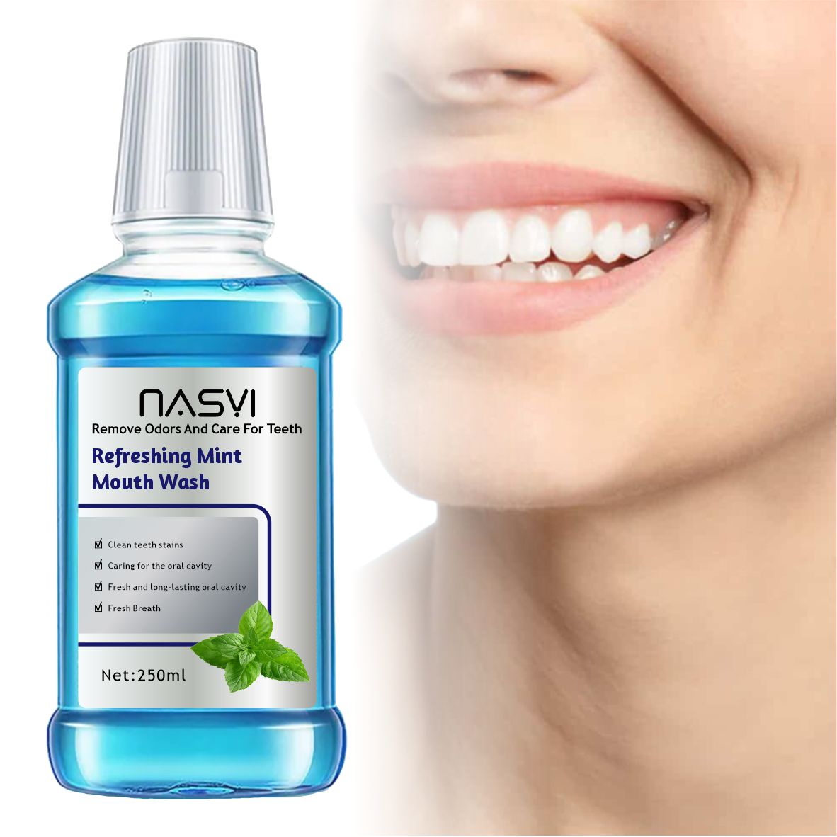 NASYI, частная этикетка, оптовая продажа, индивидуальная мята для полоскания рта, домашняя Чистка полости рта, свежее дыхание, 250 мл