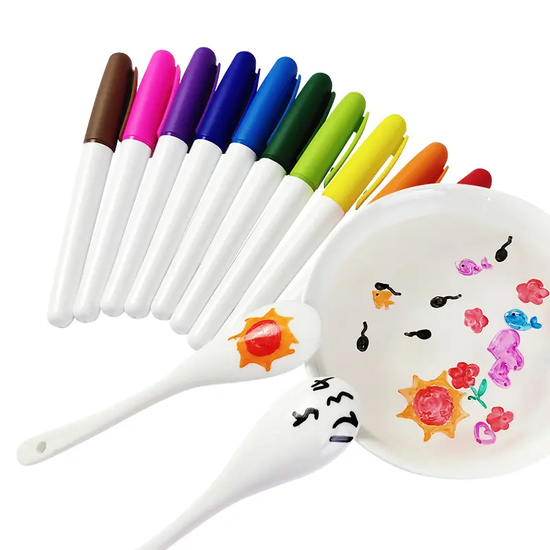 Free Sample Design Water Kit Magical With Spoon Drawing Magic Draw Set Floater Marker Ink 3D Painting Art Floating Paint Pen Set