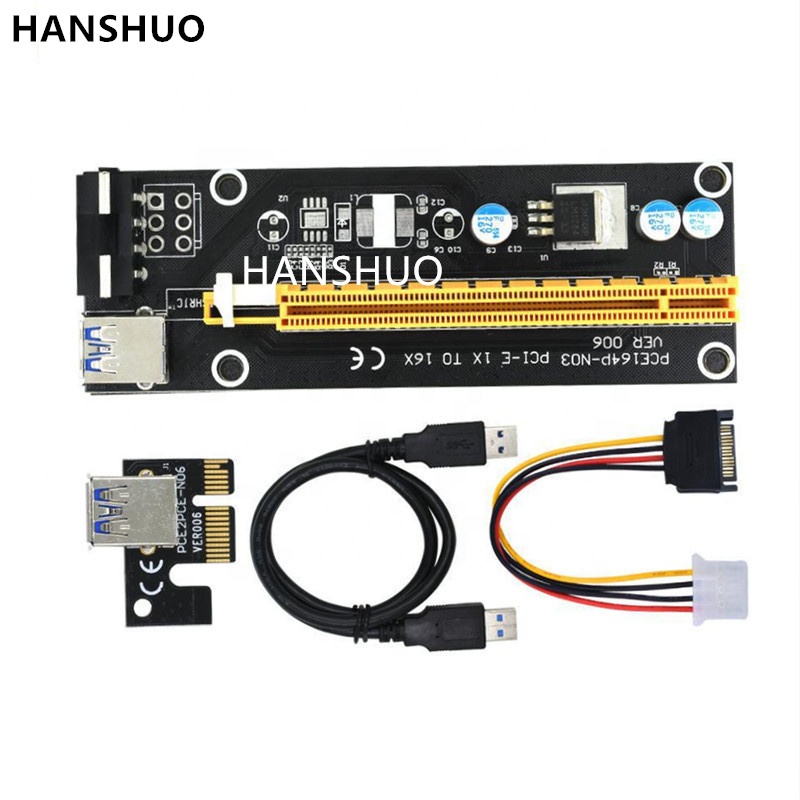 PCIE 1X до 16X кабель адаптера Райзера карты PCI-E 1X до 16X видеокарта USB3.0 Удлинительный кабель VER006