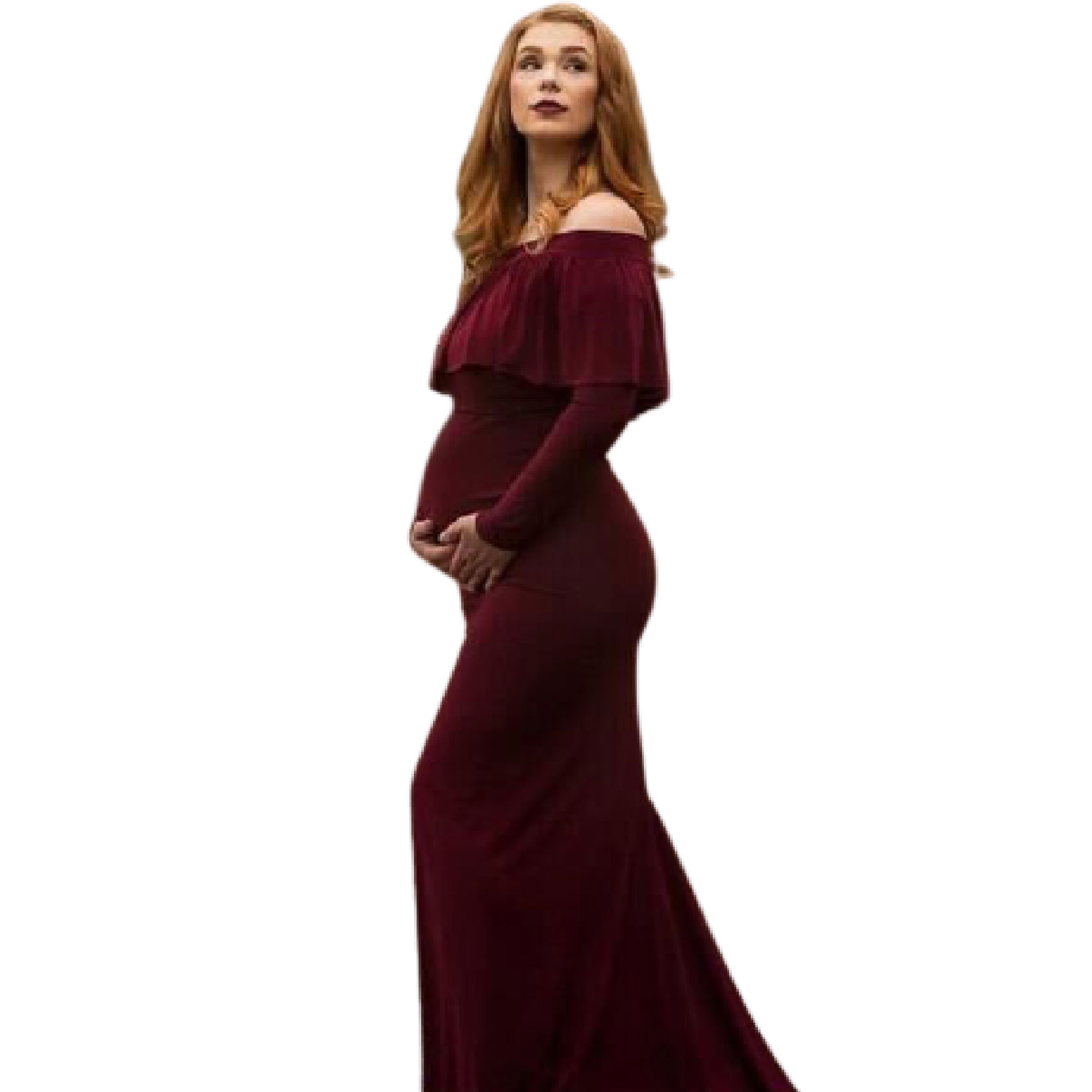 Super Elastic Solid Pregnant Maternity Photoshoot Maxi Dresses Sexy Tailing Dresses For Photography Gown