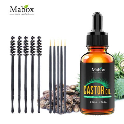 MABOX Natural Castor Oil Eyelashes Eyebrow Hair Growth Essential Oil Prevent Skin Aging Organic Castor Serum