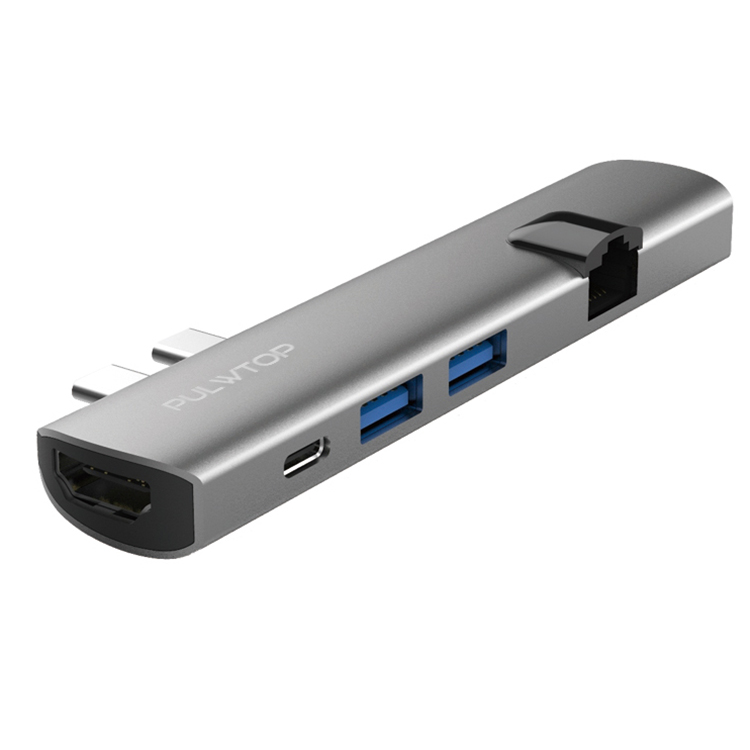 Pulwtop 2 USB 3,0 1000 Мбит/с ethernet многопортовый адаптер питания usb-c концентратор для macbook pro