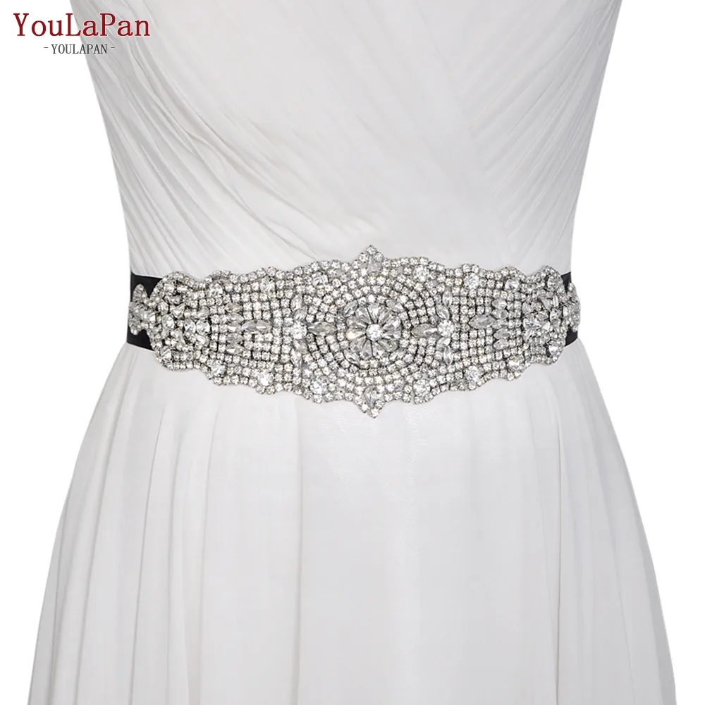 YouLaPan S233 Fashion Rhinestone Beaded Bridal Belt for Women Wedding Dress