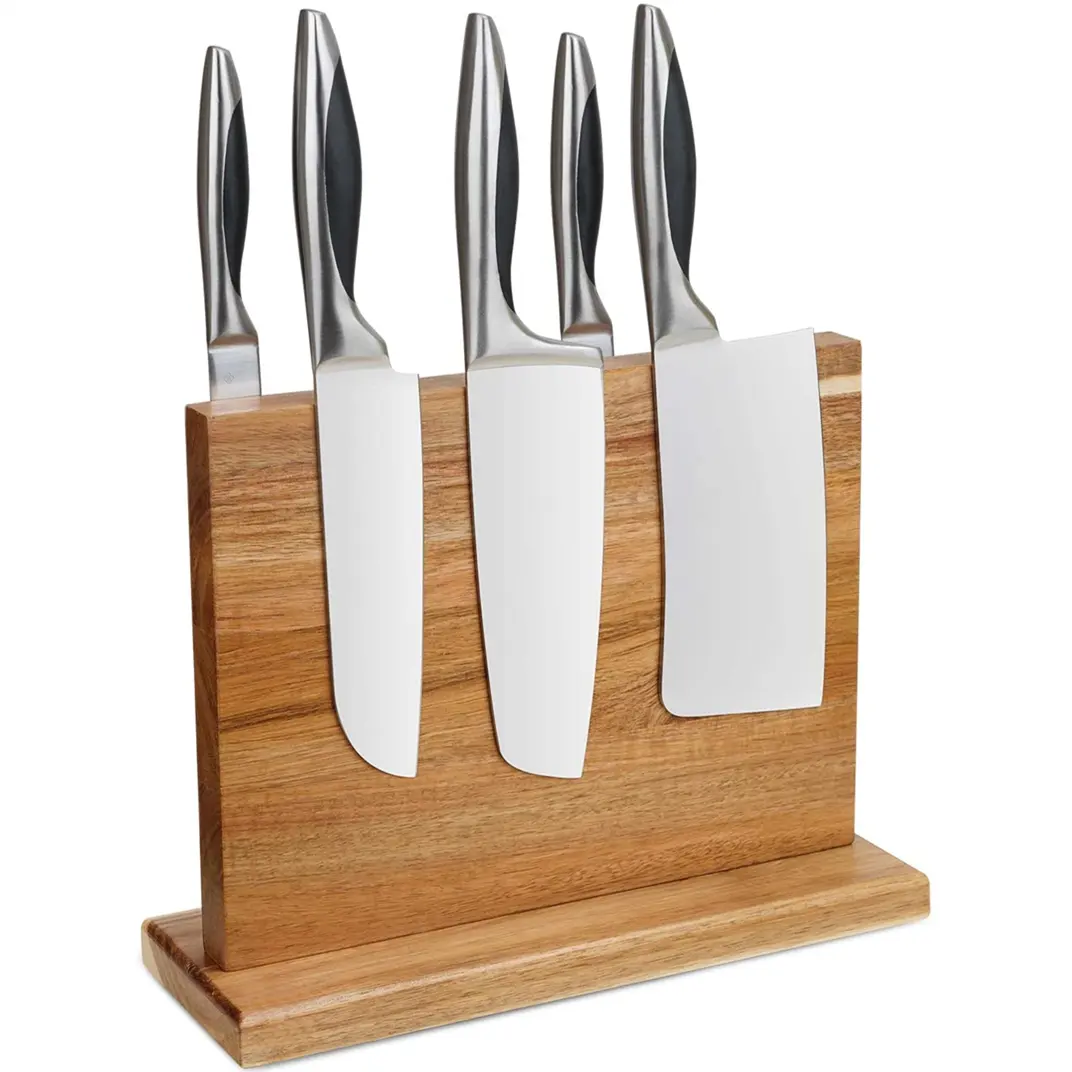 Hot selling wooden magnetic knife holder kitchen knife rack double side strong magnetic knife organizer