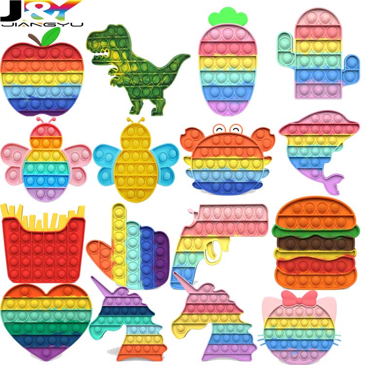 Rainbow Bubbles Popping Fidget Sensory Toy,a Loud Side and a Quiet Side to Push,Autism ADHD Special Needs Stress reliever toy
