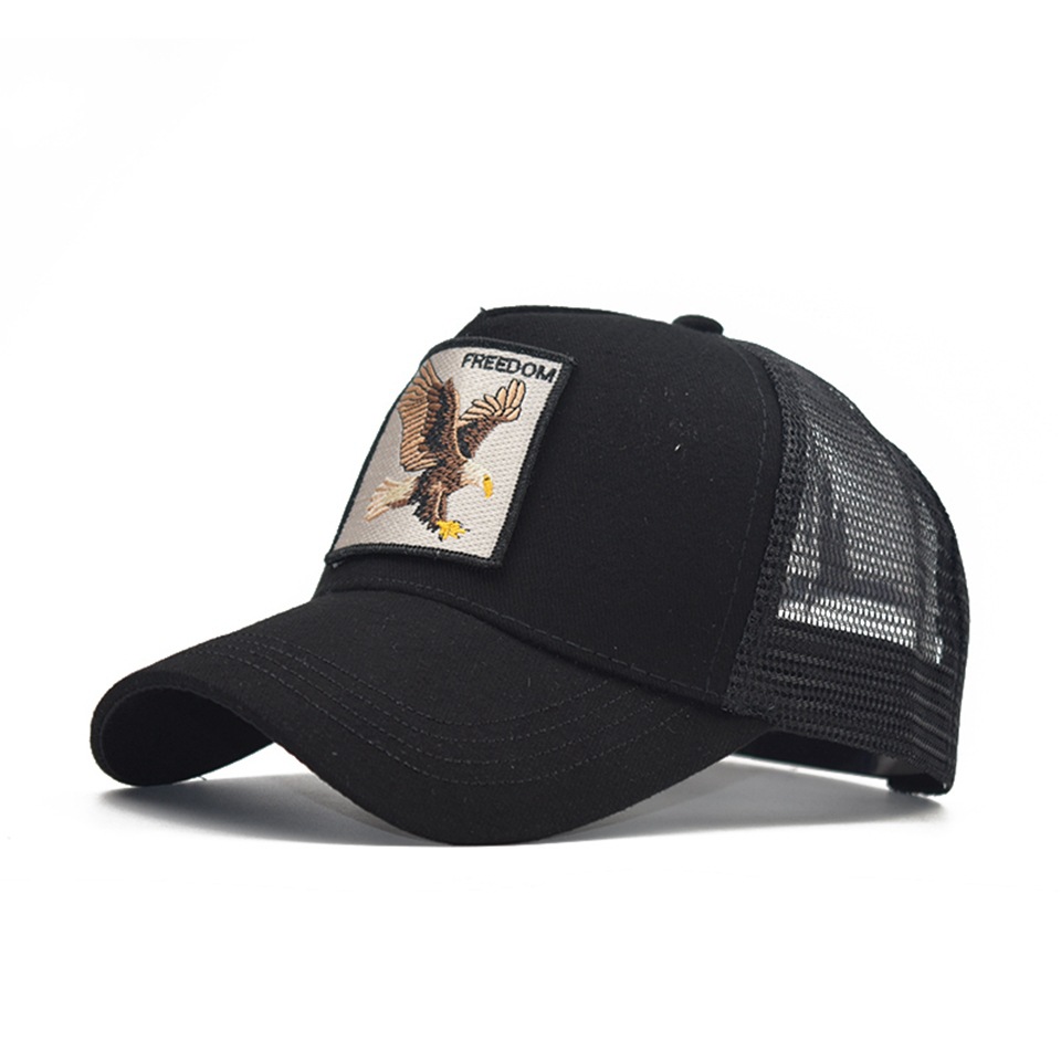 High quality Dubai stylish gorin bros black polyester Net mans embroidered anime fashion summer 5 panels mesh trucker cap hat