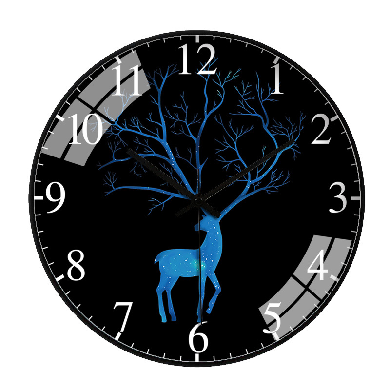 Luxury Elk wall clock home decoration 12-inch s Quiet Sweep Quartz Wall Hanging Clock