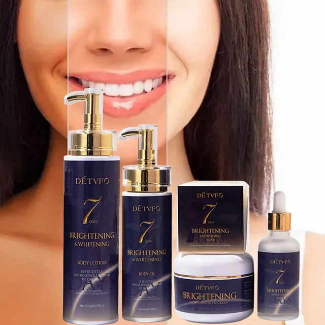 7 Days Whitening Skin Care Set Double-Glutathione Vitamin C serum Dark Spot Face Cream Black Skin Soap Bleaching Body Lotion