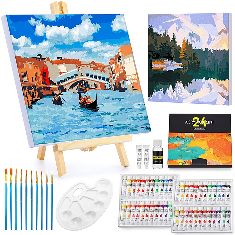 Adult children DIY digital painting paint set for canvas, paint brush, painting pad artist wholesale supplier