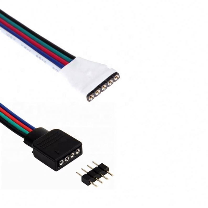 4-контактный разъем RGB 5-контактный разъем RGBW штекер + гнездо Светодиодная лента игольчатый разъем Сварочный кабель для светодиодной ленты 5050 3528 RGB RGBW