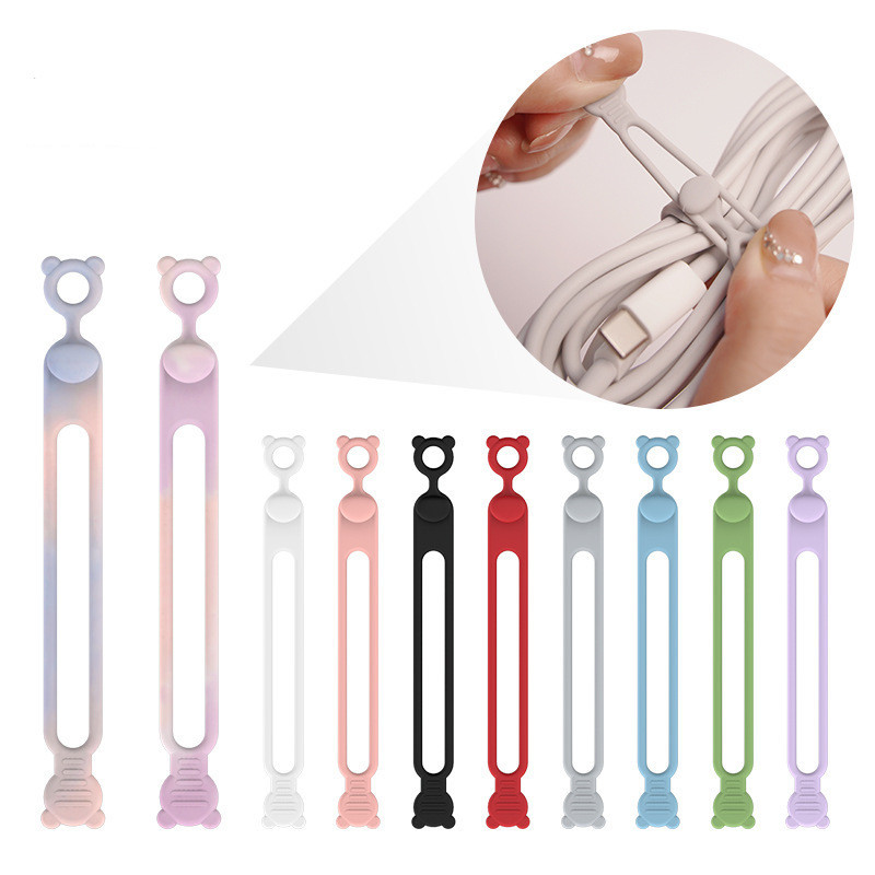 Cable Management Organizer Multipurpose Elastic Cord Organizer for Bundling Fastening Cable Cords Wires Silicone Cable Ties