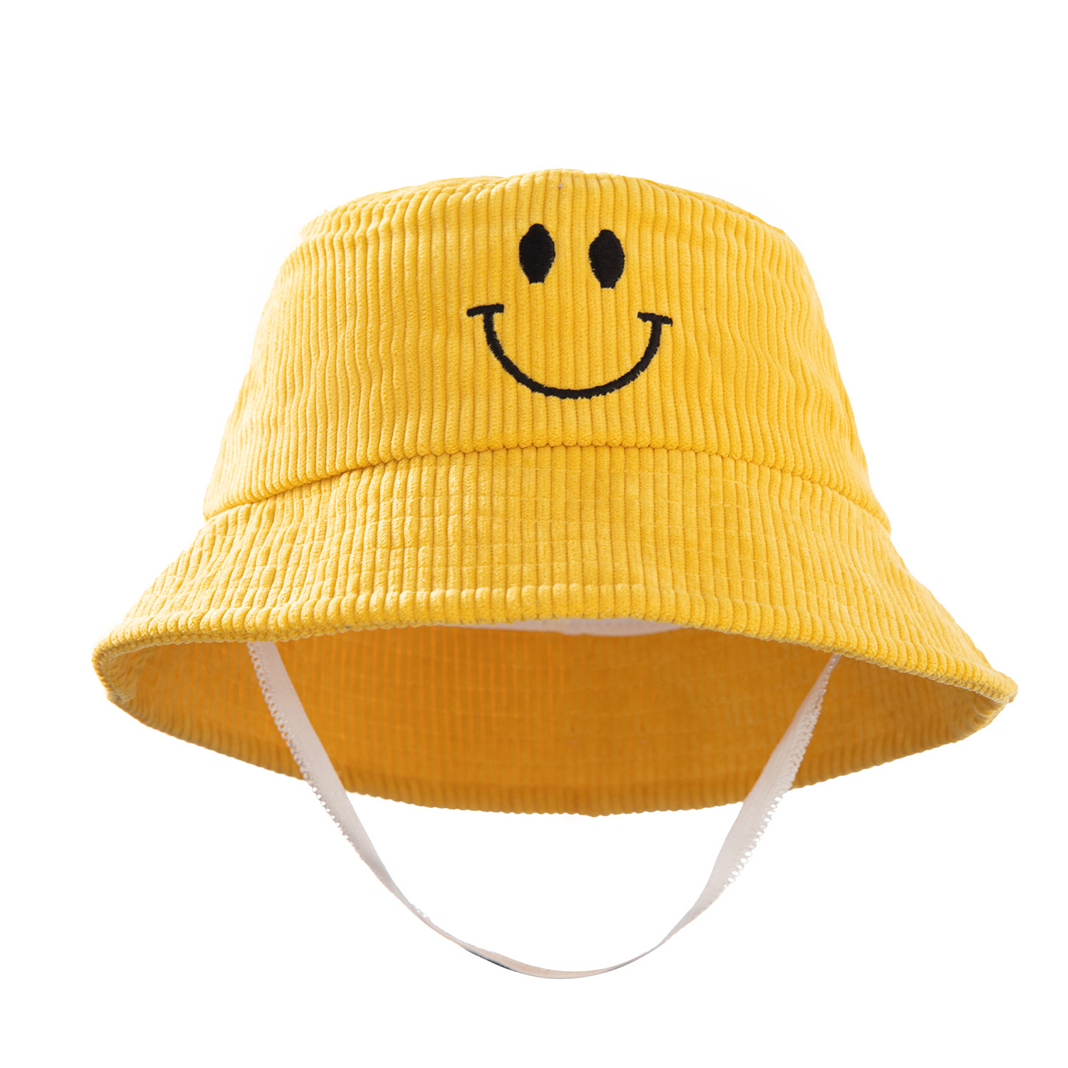 2021 Winter Kids Corduroy Bucket Hat with Embroidery Smile Face Kids Designer Bucket Hats Kids Logo for 1 to 4 Year Old