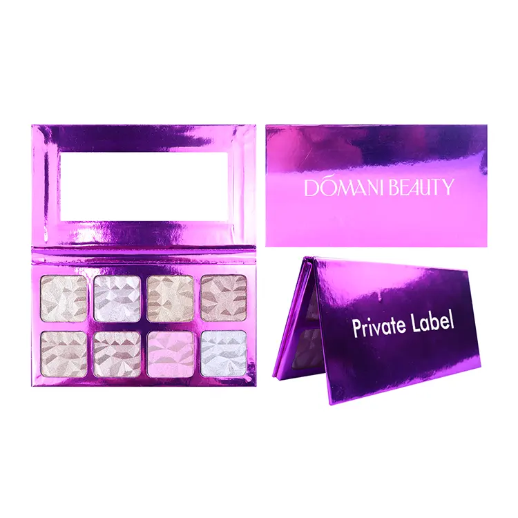 8 видов цветов мерцающий алмаз Выделите фиолетовый упаковка на заказ, косметическое средство, макияж палитра