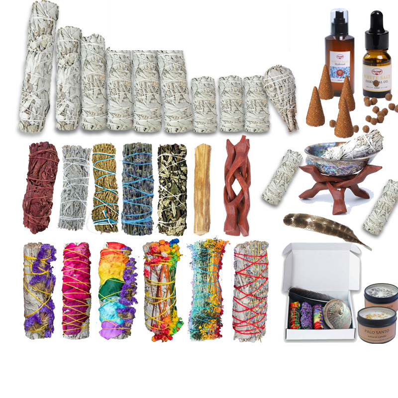 Оптовая продажа, Калифорнийский белый шалфей и палочка Santo Smudge Stick с кристаллами, лечебный камень для дома