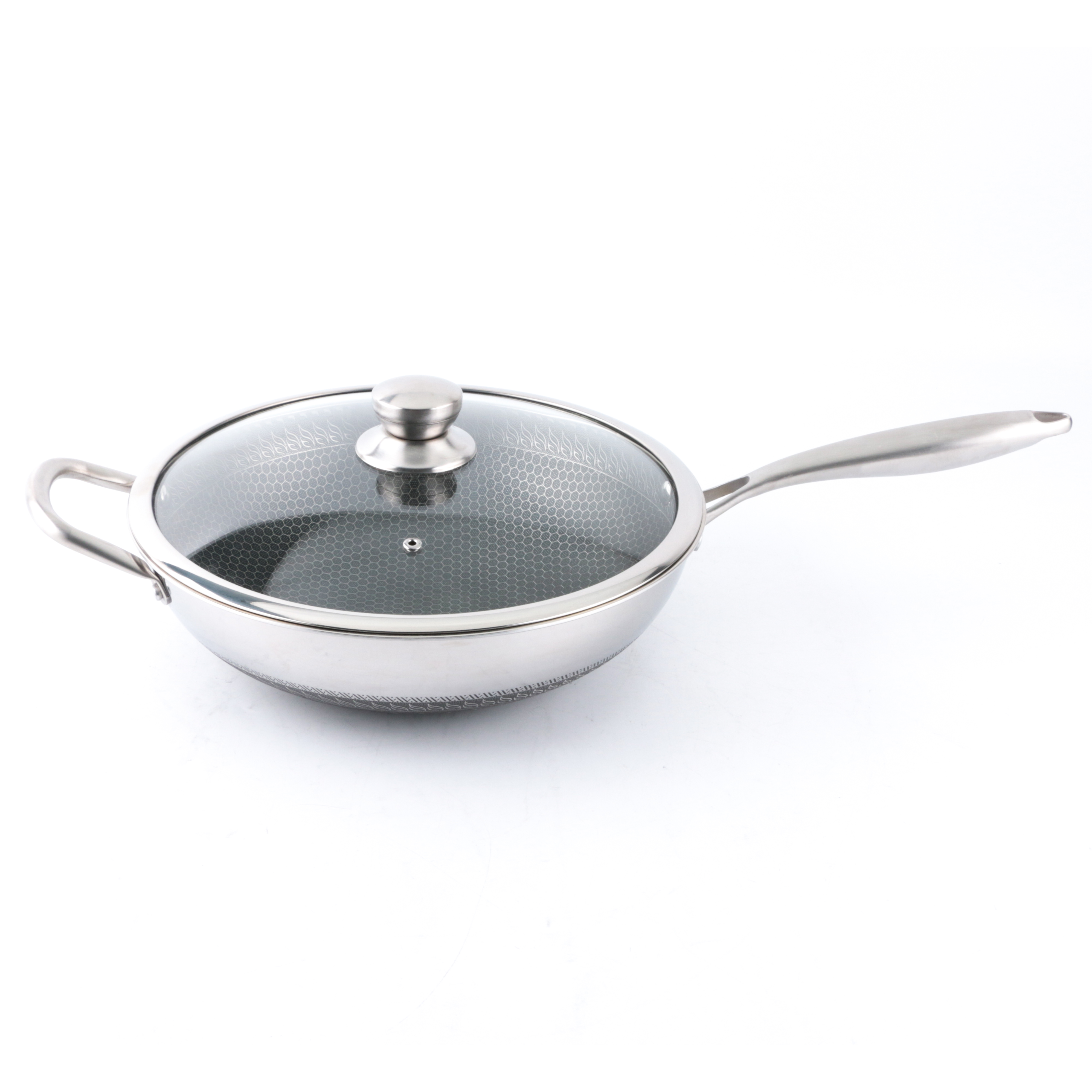 Yuantai advanced luxury OEM/ODM 304 сковородка из нержавеющей стали со стеклянной крышкой