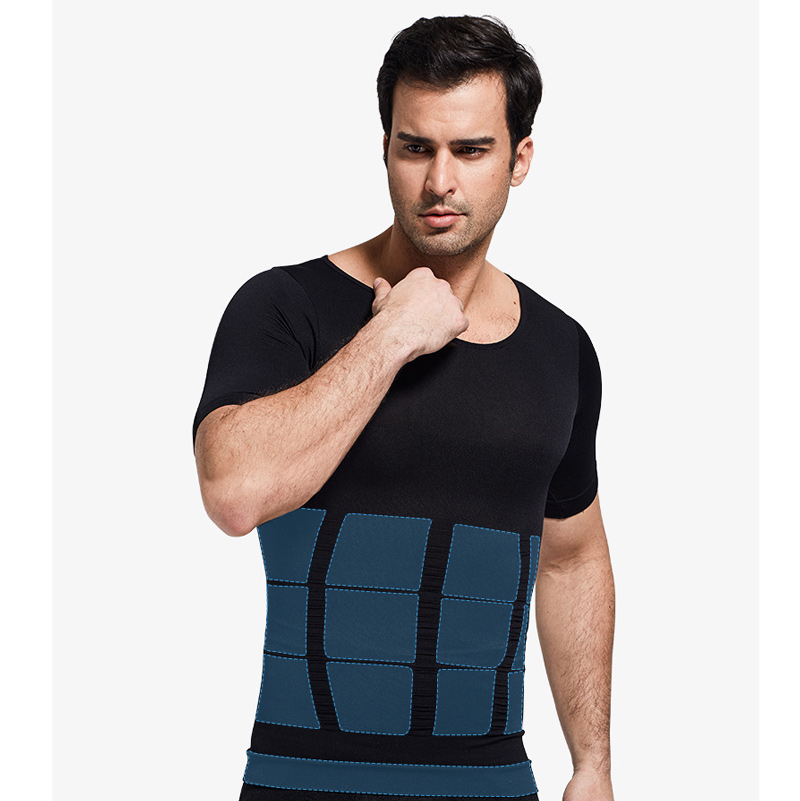 Дышащие гинекомастия сжатия скрыть человек Moobs для похудения Body Shaper сжатый футболка