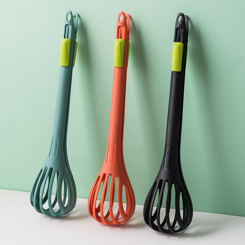 Easy use durable 2 in 1 spaghetti noodle food tongs nylon egg whisk for cream mixer