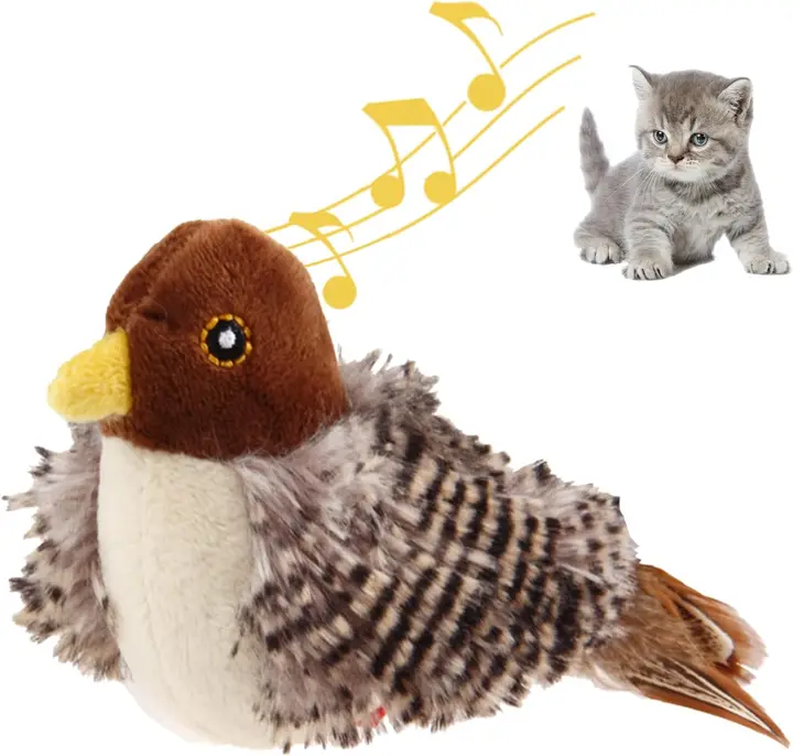 Pet Supplies Squeaky with Feather Tail Chaser Toy for Cats to Play Alone Play and Squeak Kitten Toy for Cat