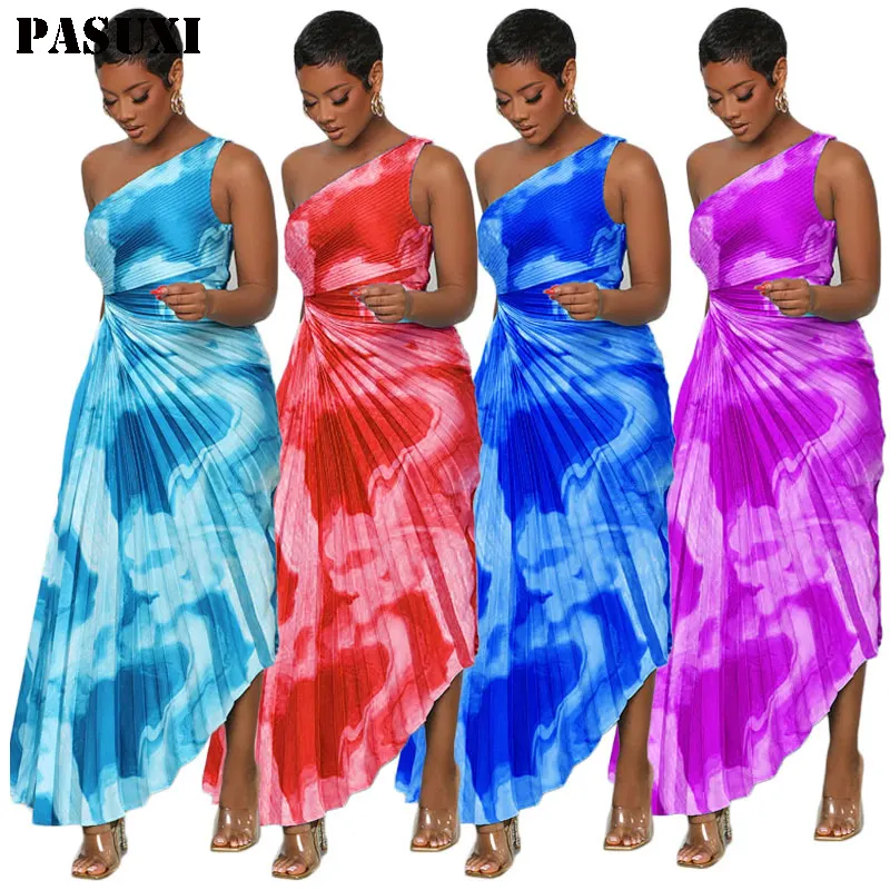 PASUXI Custom Dress  Lady A line Luxury Clothing Ruffles Dresses Elegant Women Summer Casual Maxi Dresses