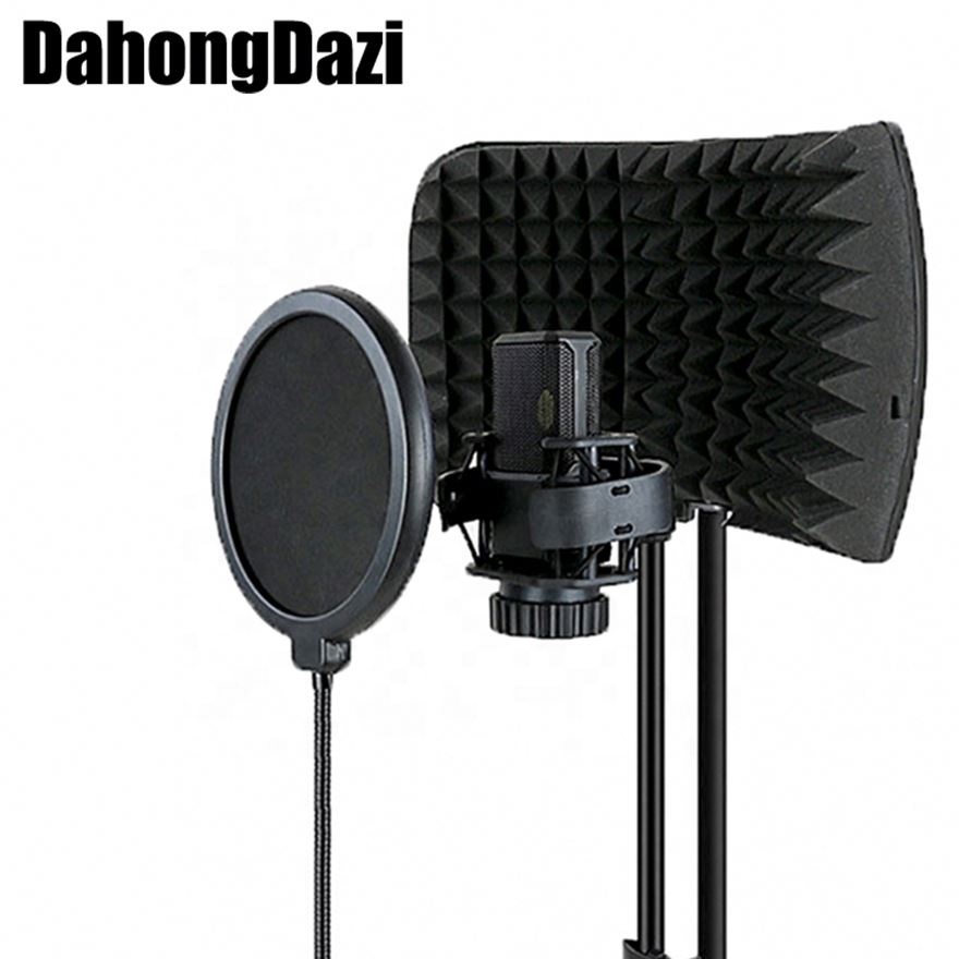 Microphone Sound Shield Acoustic Foam Panel/Microphone Soundproof Windshield Filter/Folding Microphone Reflexion Shield