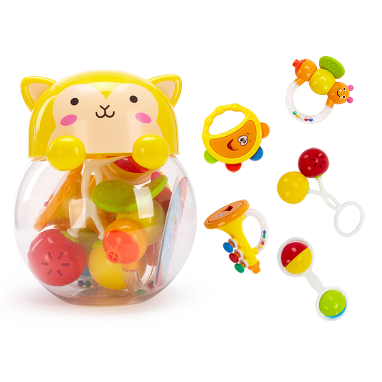 Latest promotion price kids favoritePlastic Funny Baby Shaking Hand Ringing Bell Grasping Rattle Set