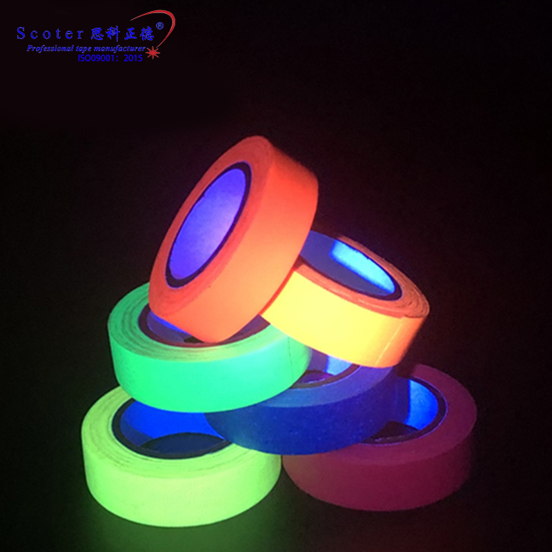 Nylon Cloth Fabric Fluorescent Tape Glow in the Dark UV Blacklight Reactive Glow Neon Tape for Party Art Fluorescent Gaffer Tape
