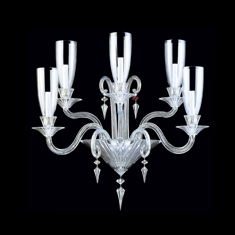 hot salel popular zhongshan high quality baccarat style glass arm wall lamps for home